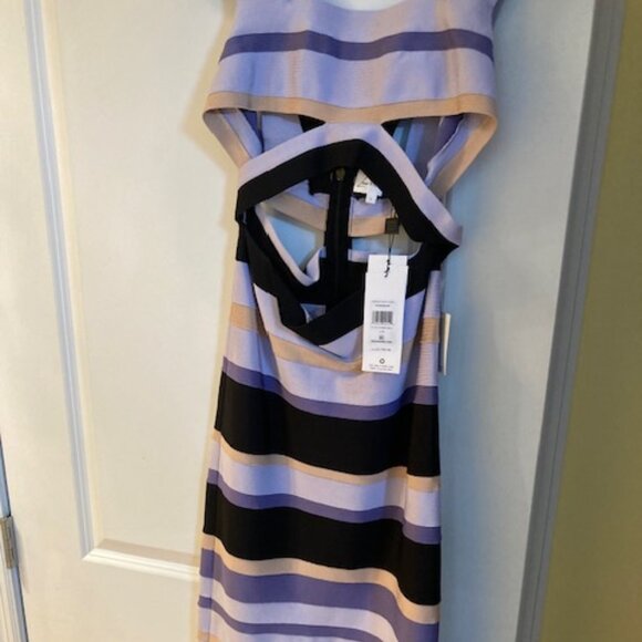 Herve Leger x Law Roach lavender and black maxi bodycon dress w/ matching gloves - Picture 1 of 6